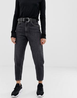 Черные выбеленные джинсы бойфренда премиум-класса с пышными штанинами -Черный ASOS DESIGN