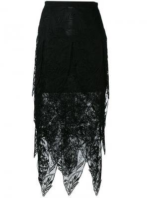 Сетчатая юбка-миди с неровным подолом Christopher Kane. Цвет: чёрный