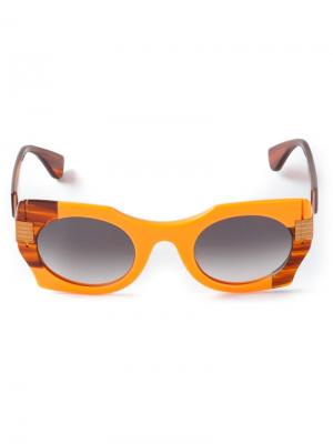 Солнцезащитные очки с оправой кошачий глаз Theo By Tim Van Steenbergen. Цвет: жёлтый и оранжевый