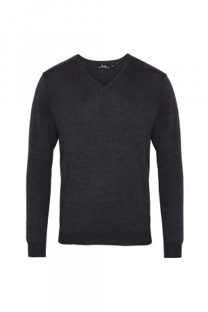 Вязаный свитер с V-образным вырезом , серый Premier