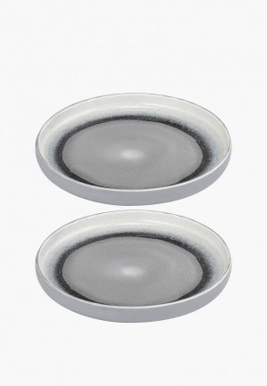 Набор тарелок Elan Gallery Серый меланж, с бортиком, NEW BONE CHINA, 18,5х18,5х2,3 см. Цвет: серый