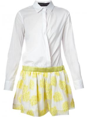 Платье-рубашка с контрастной юбкой Christian Pellizzari. Цвет: белый