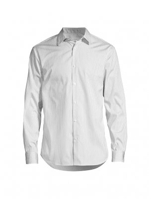 Рубашка из поплина в тонкую полоску с пуговицами спереди , цвет mirage grey stripe Club Monaco