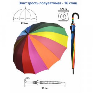 Зонт-трость , мультиколор MIZU. Цвет: микс/радуга