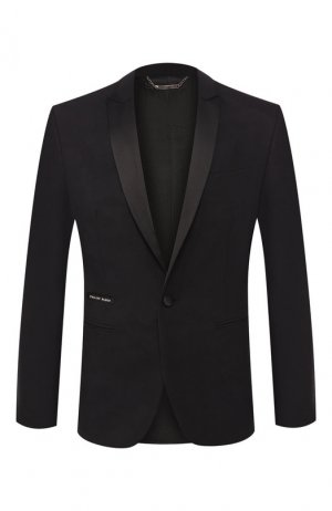 Пиджак из смеси шерсти и шелка Philipp Plein. Цвет: черный