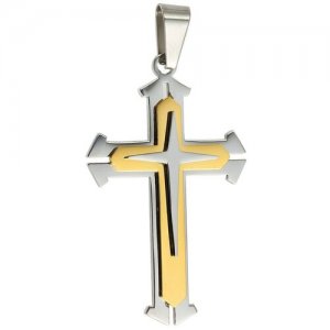 Стальной мужской крестик / Подвеска крупный крест кулон мужской; женский Hagust. Цвет: золотистый/серебристый