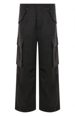 Шерстяные брюки-карго Laneus. Цвет: серый