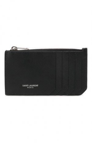 Кожаный футляр для кредитных карт Saint Laurent. Цвет: чёрный