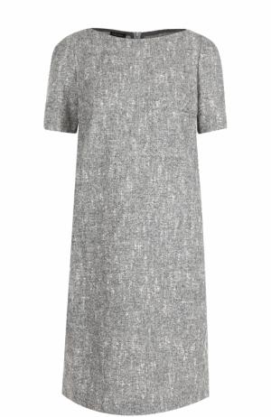 Шерстяное платье-миди с коротким рукавом Escada. Цвет: серый