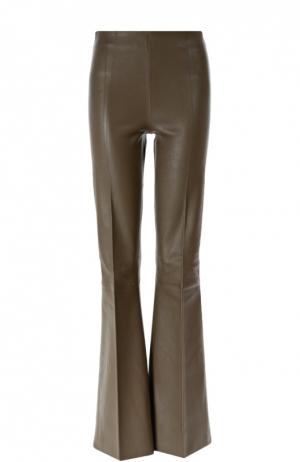 Кожаные расклешенные брюки By Malene Birger. Цвет: хаки