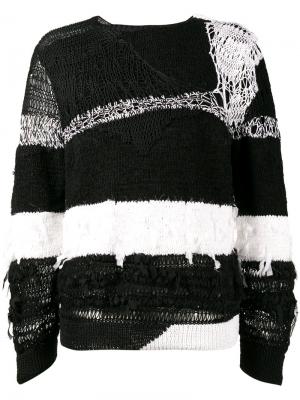 Рваный полосатый свитер Ann Demeulemeester. Цвет: чёрный