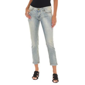 Длинные джинсовые брюки с эффектом потертости из эластичной ткани 10DBF0318 женщина MET