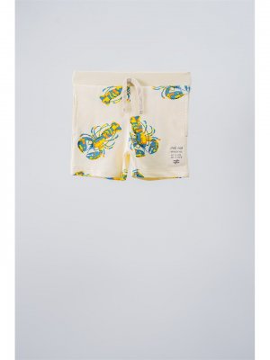 Детские шорты унисекс с рисунком и эластичной резинкой на талии , бежевый принтом Moi Noi