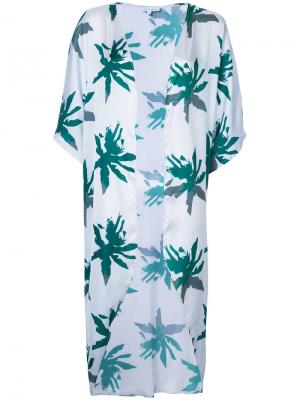 Пляжная накидка с принтом пальм Sapia Simone. Цвет: синий
