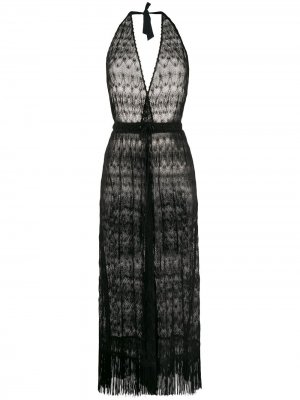 Прозрачное пляжное платье с вырезом халтер Missoni Mare. Цвет: черный