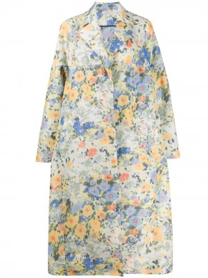 Пальто прямого кроя с цветочным принтом Nina Ricci. Цвет: желтый