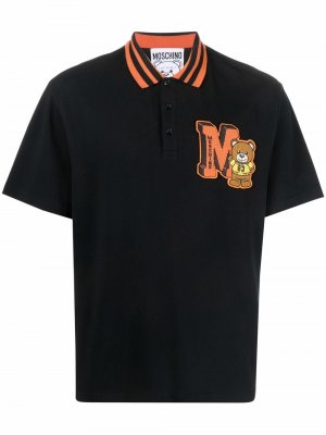 Рубашка поло с нашивкой-логотипом Moschino. Цвет: черный