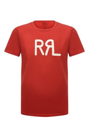 Хлопковая футболка RRL. Цвет: красный