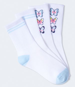 Комплект носков с бабочками и полосками, 2 шт. , белый Aeropostale