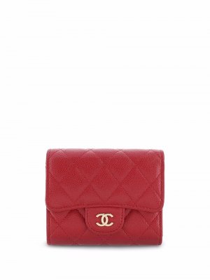 Стеганый кошелек с логотипом CC Chanel Pre-Owned. Цвет: красный