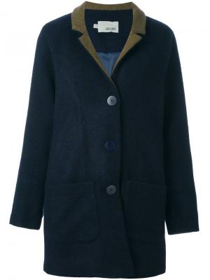Пальто с контрастными лацканами Acoté. Цвет: синий