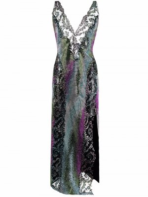 Crystal-embellished semi-sheer evening dress Versace. Цвет: черный