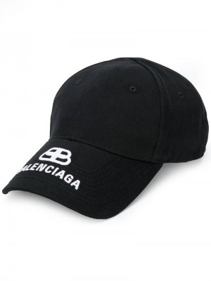 Бейсбольная кепка с вышитым логотипом Balenciaga. Цвет: черный