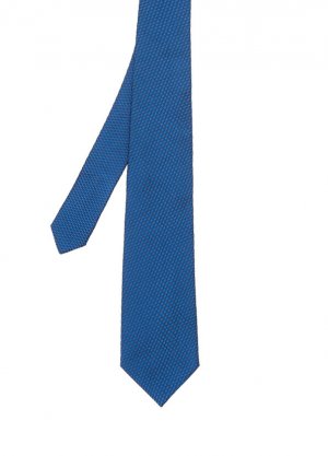 Темно-синий шелковый галстук с микро-узором Lanvin