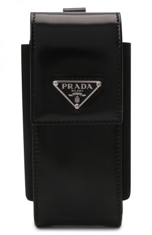 Кожаный чехол для iPhone Prada. Цвет: чёрный
