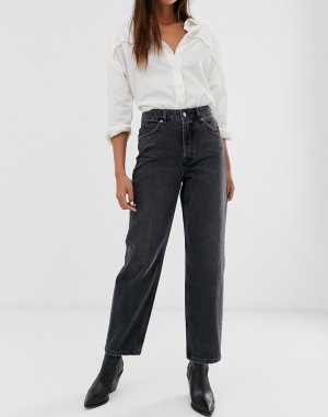 Серые джинсы прямого кроя с завышенной талией Femme-Серый Selected