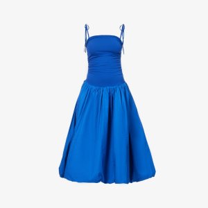 Платье миди Alexa из эластичной ткани с пышными краями , цвет cobalt Amy Lynn