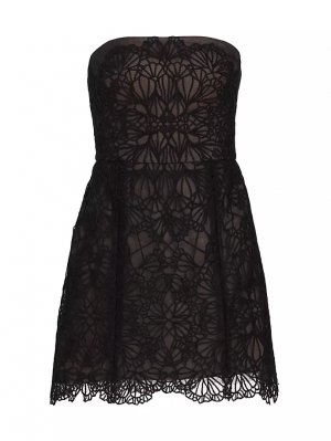 Кружевное мини-платье Sloane без бретелек Ml Monique Lhuillier, черный Lhuillier