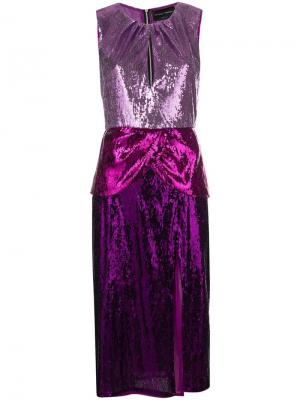 Платье миди с отделкой пайетками Christian Pellizzari. Цвет: фиолетовый