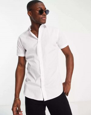 Белая рубашка из эластичного хлопка с короткими рукавами Originals Jack & Jones