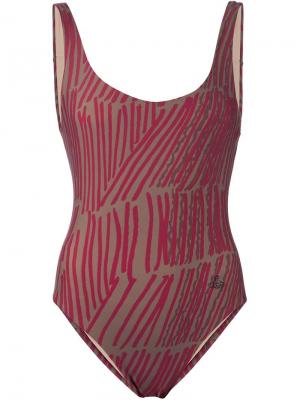 Слитный купальник с графическим узором Vivienne Westwood Anglomania. Цвет: коричневый