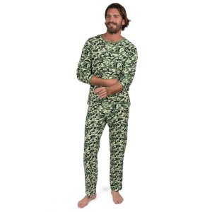 Мужская камуфляжная хлопковая пижама свободного покроя из двух предметов Leveret