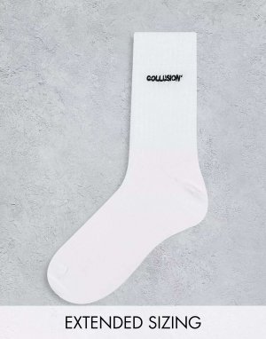 Белые фирменные носки унисекс COLLUSION