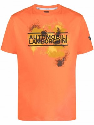 Футболка с логотипом Automobili Lamborghini. Цвет: оранжевый