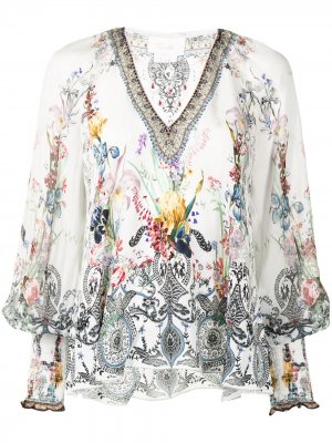 Блузка с цветочным принтом Camilla. Цвет: белый