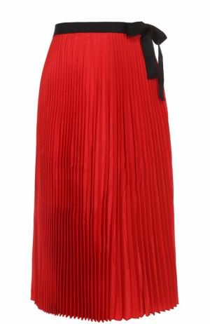 Плиссированная юбка-миди с контрастным поясом Tome. Цвет: красный