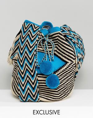 Синяя сумка Wayuu Jardin Del Cielo. Цвет: синий