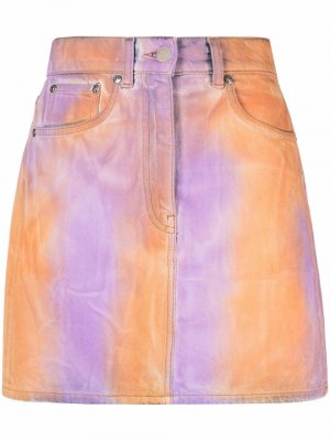 Tie dye-print denim skirt MSGM. Цвет: оранжевый