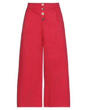 Укороченные брюки HAPPY25. Цвет: красный