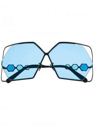 Солнцезащитные очки в массивной оправе Philipp Plein. Цвет: черный
