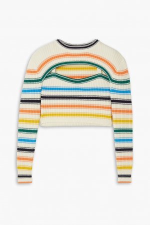 Укороченный свитер-трансформер в полоску из смесовой мериносовой шерсти Thousand-In-One-Ways , оранжевый Rosie Assoulin