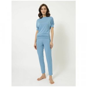 Пижама , брюки, укороченный рукав, размер M, голубой Luisa Moretti. Цвет: голубой