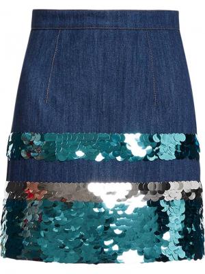 Джинсовая юбка с украшением из пайеток Miu