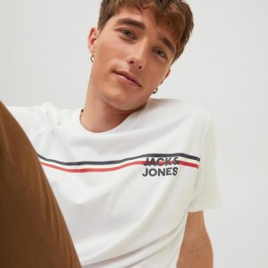 Мужская футболка с короткими рукавами и логотипом из 100% хлопка JACK & JONES