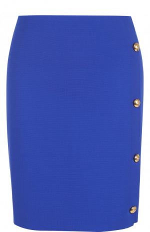 Однотонная мини-юбка с контрастными пуговицами Ralph Lauren. Цвет: синий