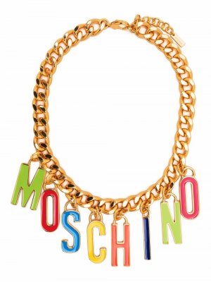 Колье с логотипом Moschino. Цвет: золотистый